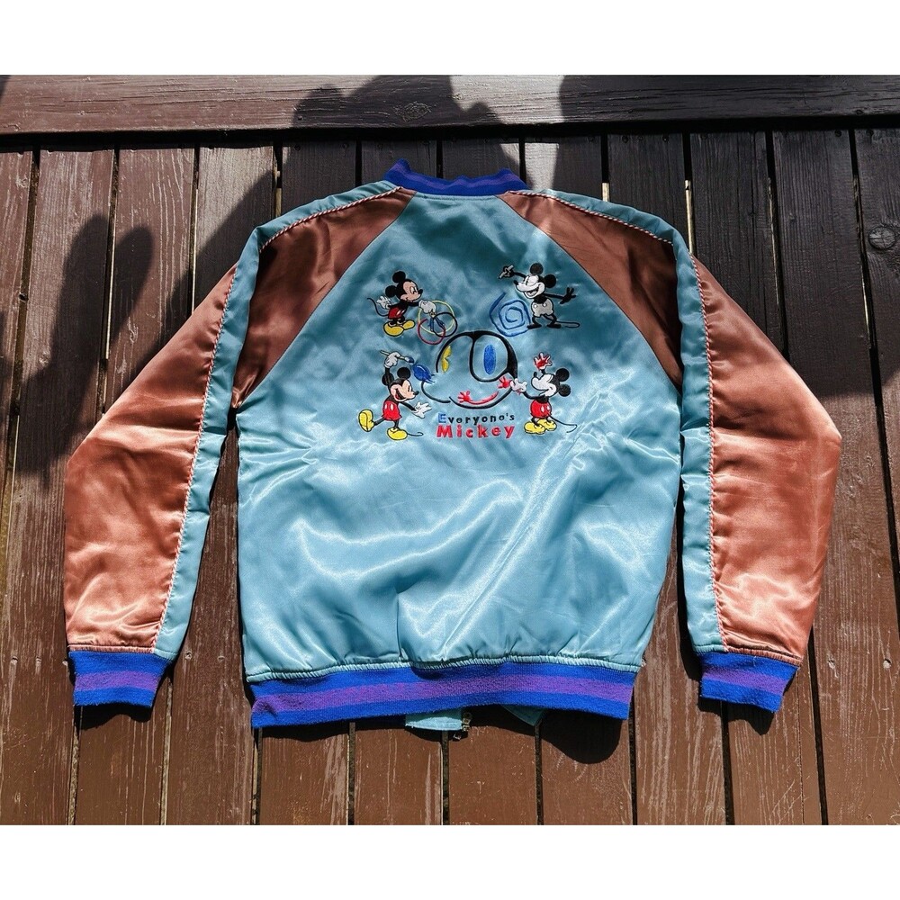 VTG Tokyo Disney Everyone’s Mickey Satin Bomber Sukajan Jacket Women’s XS Rare
